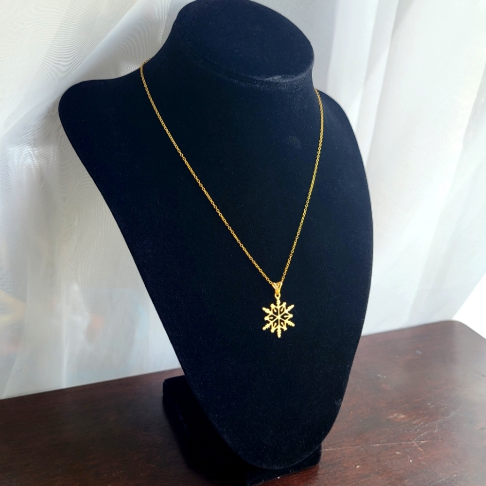 Gold filled snow flake necklace